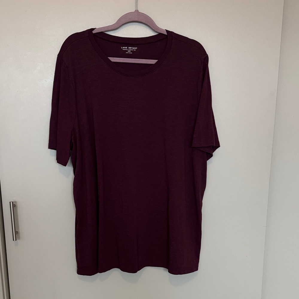 Lane Bryant Deep Burgundy Short Sleeve Tee